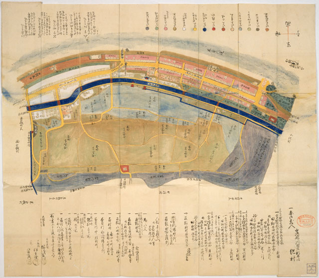 ☆0740江戸嘉永2年（1849）古地図「尾張国海東郡廻間村村絵図」1