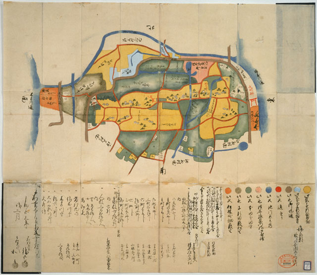 ☆0735江戸嘉永3年（1850）古地図「尾張国海東郡廻間村